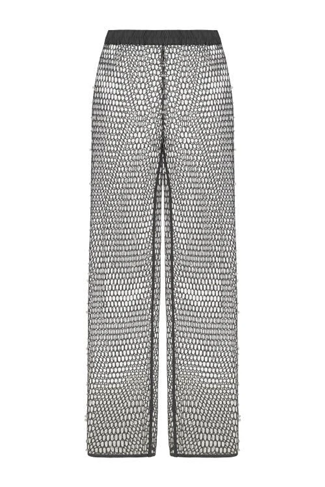 Nocturne Shimmering Threaded Mesh Pants in Grey at Nordstrom