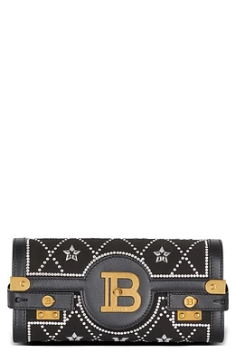 Balmain B-Buzz 23 Crystal Embellished Satin Clutch in Eaw Black/Crystal at Nordstrom