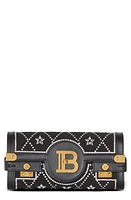 Balmain B-Buzz 23 Crystal Embellished Satin Clutch in Eaw Black/Crystal at Nordstrom