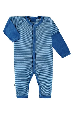 PAIGELAUREN Stripe Cotton & Modal Romper Navy at Nordstrom,