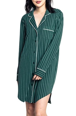 Petite Plume Stripe Pima Cotton Nightshirt Green at Nordstrom,