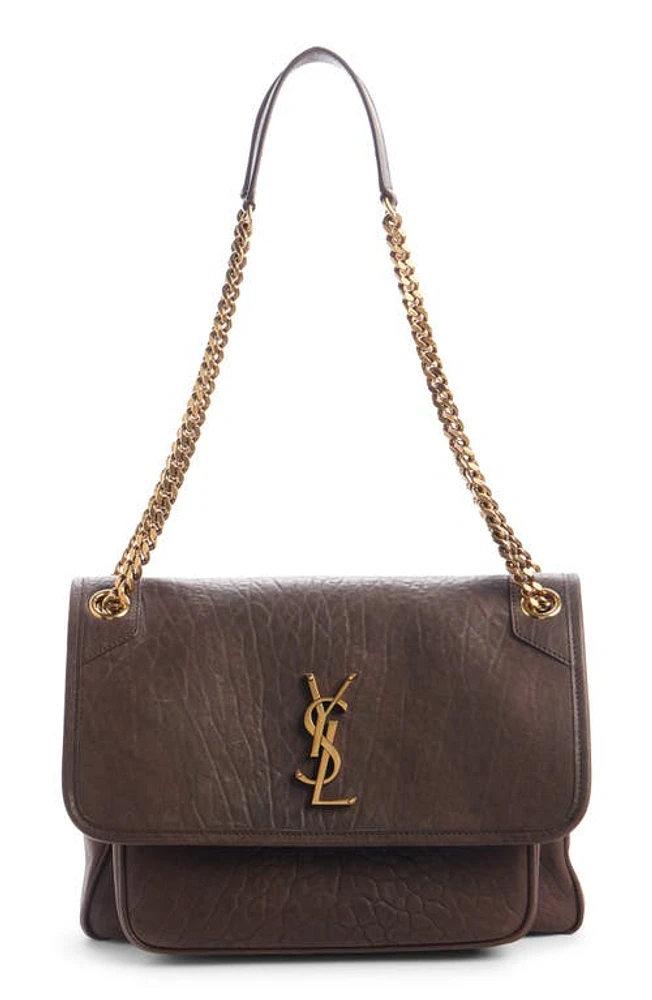 Saint Laurent Medium Niki Leather Shoulder Bag in Dark Coffee at Nordstrom