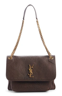 Saint Laurent Medium Niki Leather Shoulder Bag in Dark Coffee at Nordstrom