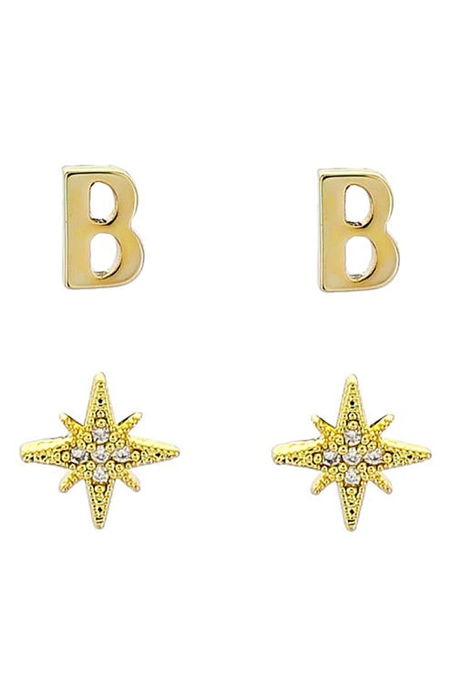 Panacea Initial Starburst Set of 2 Stud Earrings in Gold-B at Nordstrom