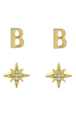 Panacea Initial Starburst Set of 2 Stud Earrings in Gold-B at Nordstrom