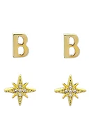 Panacea Initial Starburst Set of 2 Stud Earrings in Gold-B at Nordstrom