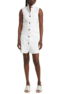 rag & bone Slade Sleeveless Linen Blend Minidress White at Nordstrom,