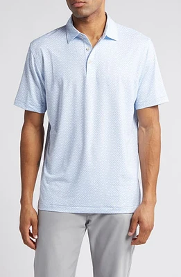 Peter Millar Corkscrew Print Performance Golf Polo Blue/White at Nordstrom,