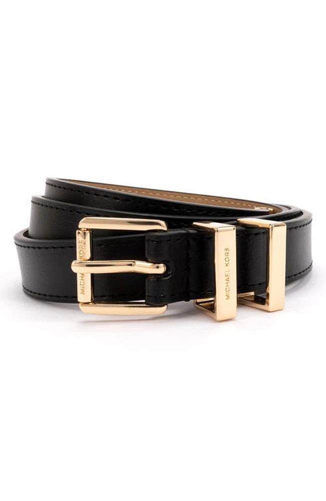 Michael Kors Leather Belt Black/Gold at Nordstrom,