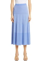 Misook Ombré Stripe Rib Knit Skirt in Ribbon Blue/Iris Flower at Nordstrom, Size Medium