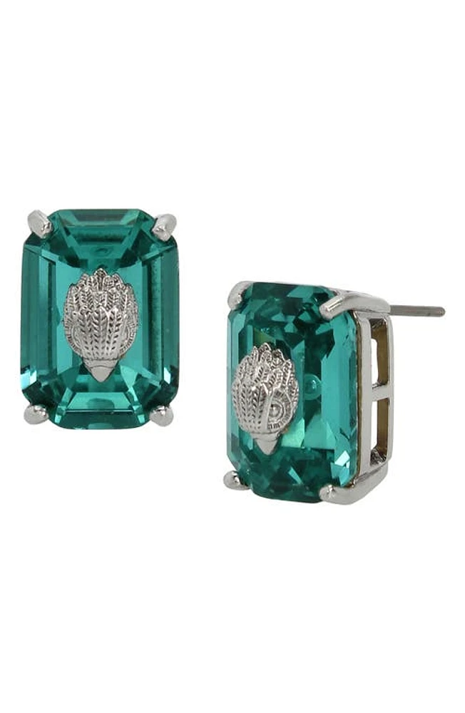 Kurt Geiger London Emerald Cut Crystal Stud Earrings in Green at Nordstrom