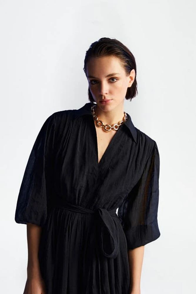 Nocturne Balloon Sleeves Dress in Black at Nordstrom