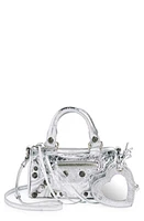 Balenciaga Nano Neo Cagole Metallic Leather Tote in 8122 Silver at Nordstrom