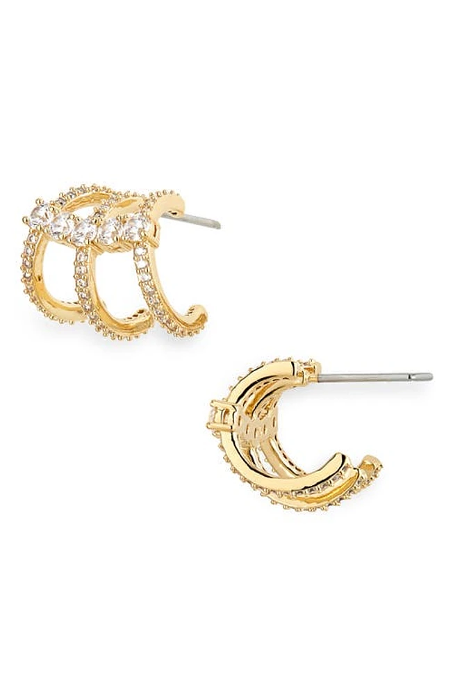 Nadri Love All Cubic Zirconia Triple Huggie Hoop Earrings in Gold at Nordstrom