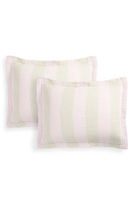 Dusen Dusen Set of 2 Warm Stripe Cotton Matelassé Shams in Pink /Beige Shams at Nordstrom, Size King