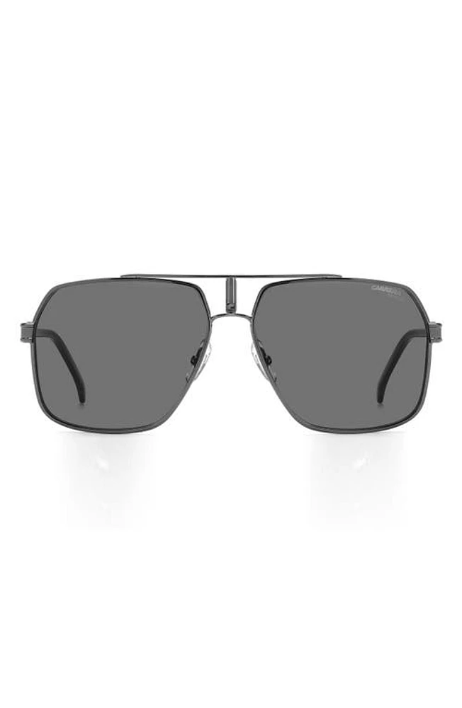 Carrera Eyewear 62mm Polarized Rectangular Sunglasses in Dark Ruth Black/Gray Polar at Nordstrom