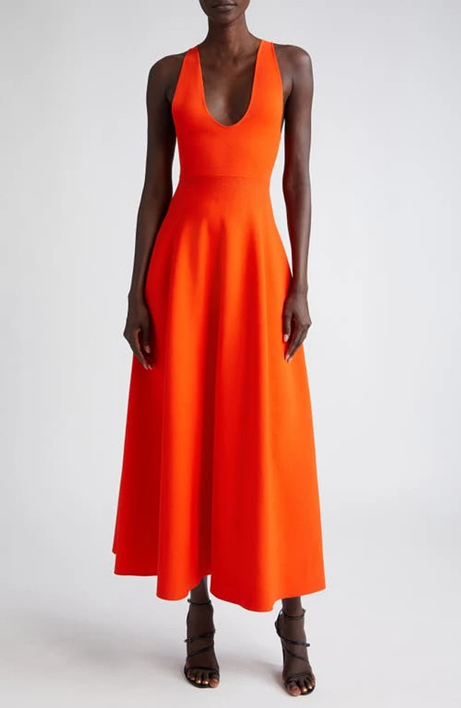 Brandon Maxwell The Renee Sleeveless Knit Dress in Red Orange at Nordstrom, Size Large