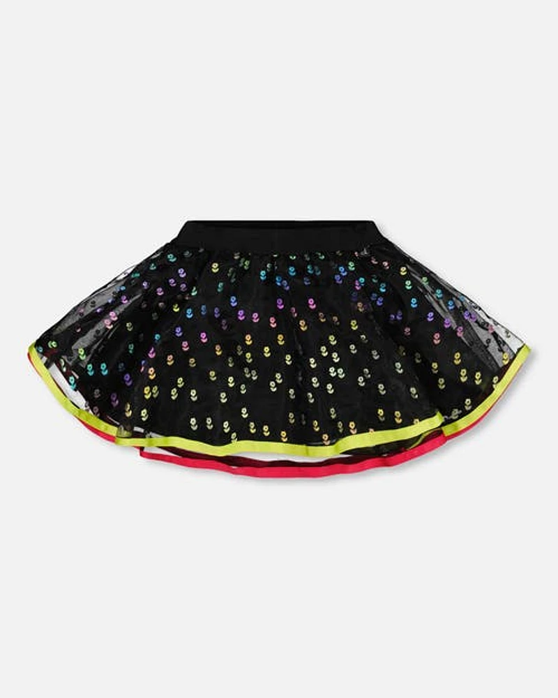 Deux Par Deux Girl's Printed Mesh Skirt Multicolor at Nordstrom