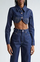 Jean Paul Gaultier Crop Denim Jacket Indigo/Tabac at Nordstrom, Us