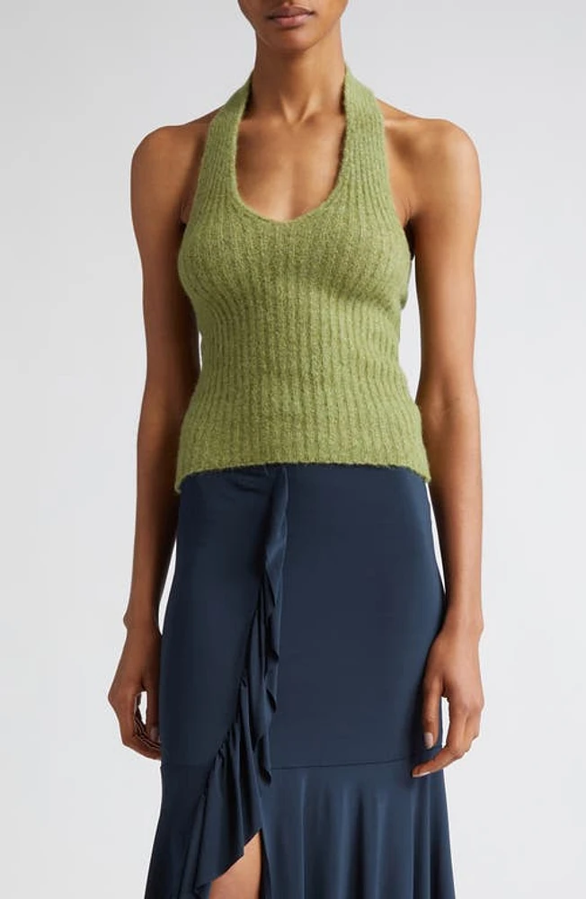 Paloma Wool Ploraire Knit Merino Wool & Alpaca Blend Halter Top in Light Khaki Green at Nordstrom, Size Large