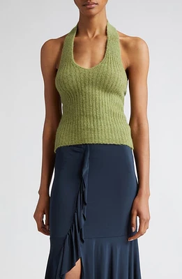 Paloma Wool Ploraire Knit Merino Wool & Alpaca Blend Halter Top in Light Khaki Green at Nordstrom, Size Large