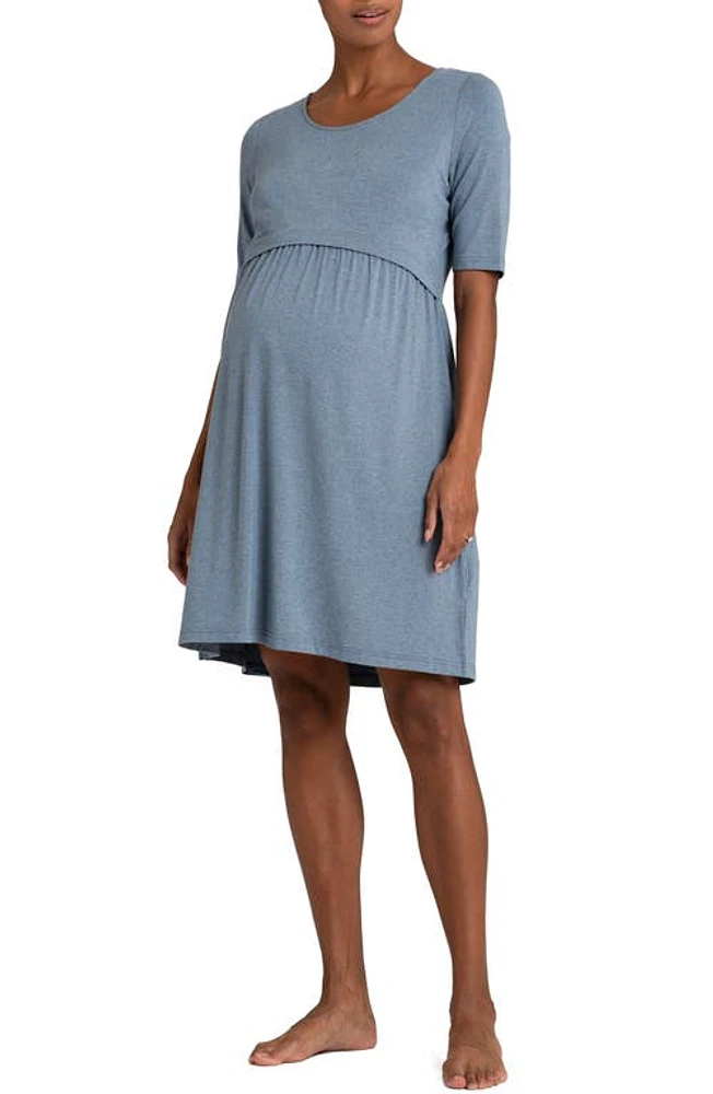 Seraphine 2-Pack Maternity/Nursing Nightgowns Blue/Navy at Nordstrom,