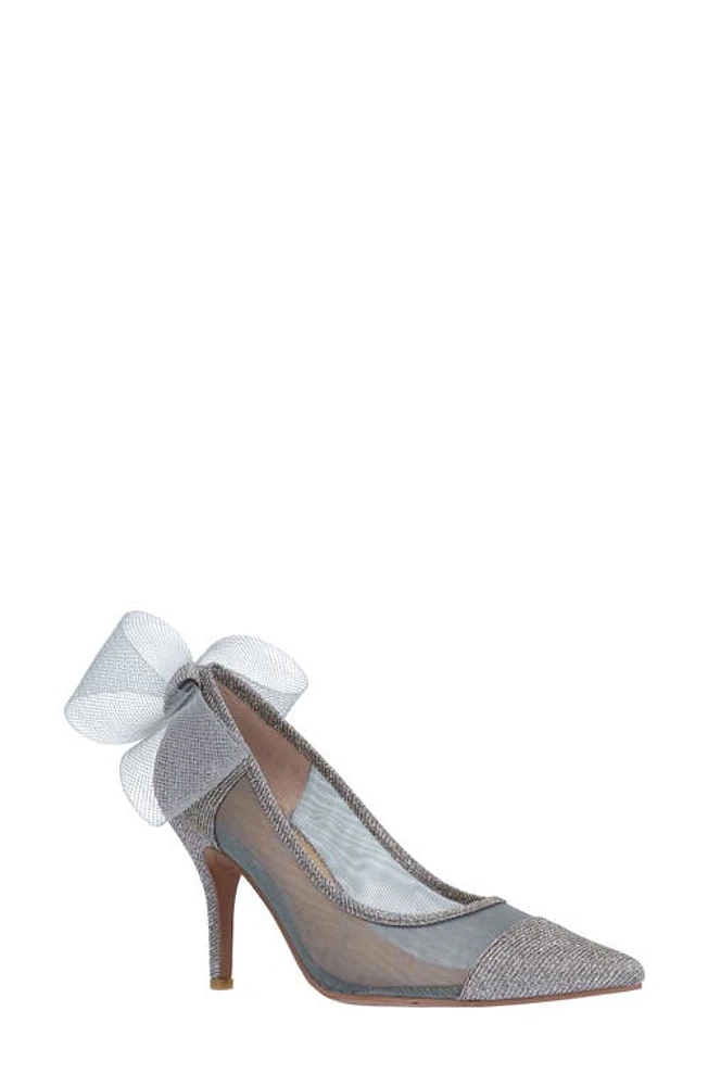 J. Reneé Sheer Bow Pointed Toe Pump Pewter at Nordstrom,