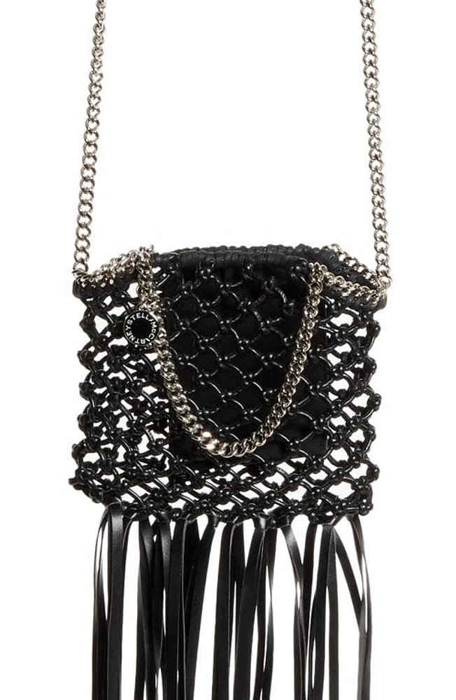 Stella McCartney Mini Falabella Fringe Faux Leather Crossbody Bag in Black at Nordstrom