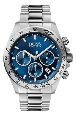 BOSS Hero Chronograph Bracelet Watch, 43mm in Silver/Blue/Silver at Nordstrom