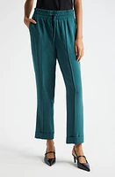 Cinq à Sept Everly Cuffed Ankle Drawstring Pants Green Onyx at Nordstrom,