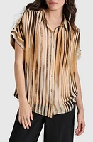 DKNY Print Chiffon Short Sleeve Button-Up Shirt at Nordstrom,