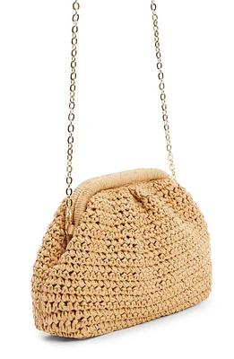 MANGO Amalfi Crochet Straw Clutch in Light Beige at Nordstrom