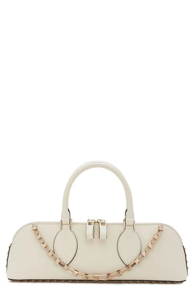 Valentino Garavani Rockstud Leather East/West Duffle Bag in 098 Ivory at Nordstrom