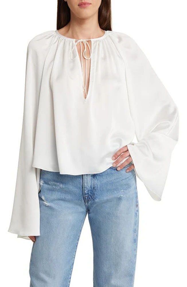 FRAME Gathered Neck Blouse Cream at Nordstrom,