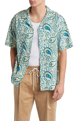 Drôle de Monsieur Paisley Short-Sleeve Button-Up Shirt in Multicolor at Nordstrom, Size Large