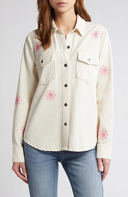 Rails Loren Floral Embroidered Button-Up Twill Shirt Ecru at Nordstrom,