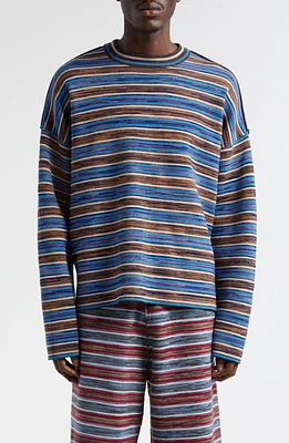 Waste Yarn Project Mons Stripe Reversible One of a Kind Crewneck Sweater Blue Multi at Nordstrom,