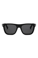 'DiorBlackSuit S13I 53mm Geometric Sunglasses in Shiny Black /Smoke at Nordstrom