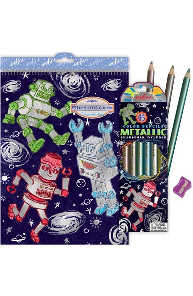 eeBoo Silver Robot Sketchbook Bundle at Nordstrom