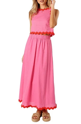 Petal & Pup Chrissy Sleeveless Cotton Top & Maxi Skirt in Pink Red at Nordstrom, Size Medium