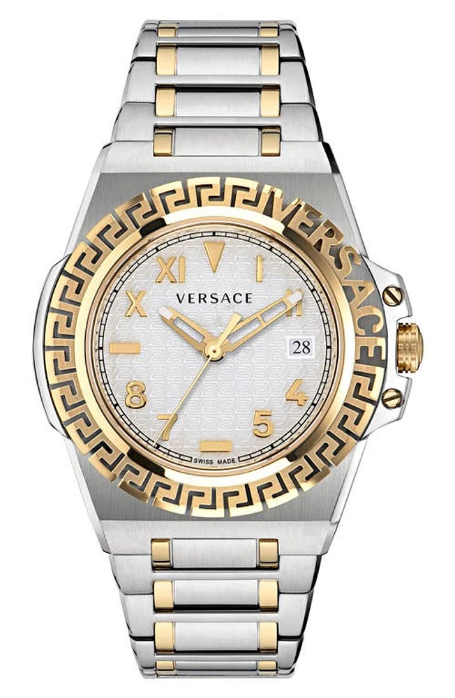 Versace Greca Reaction Bracelet Watch, 44mm in Ip Yellow Gold/Steel at Nordstrom