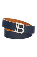 Balmain Logo Buckle Reversible Leather Belt Sir Navy/Brown at Nordstrom, Eu