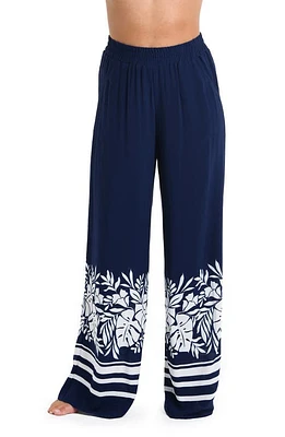 La Blanca Border Print Palazzo Pants Indigo at Nordstrom,