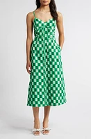 Du Paradis Cape Town Check Print Midi Dress Green Checker at Nordstrom,