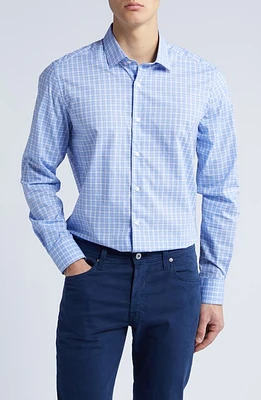 Scott Barber Check Cotton Button-Up Shirt Sky at Nordstrom,