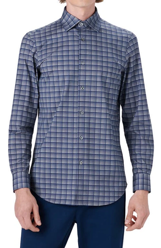 Bugatchi OoohCotton Check Button-Up Shirt Steel at Nordstrom,