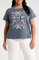 Lucky Brand Mirror Floral Cotton Graphic T-Shirt Dress Blues at Nordstrom