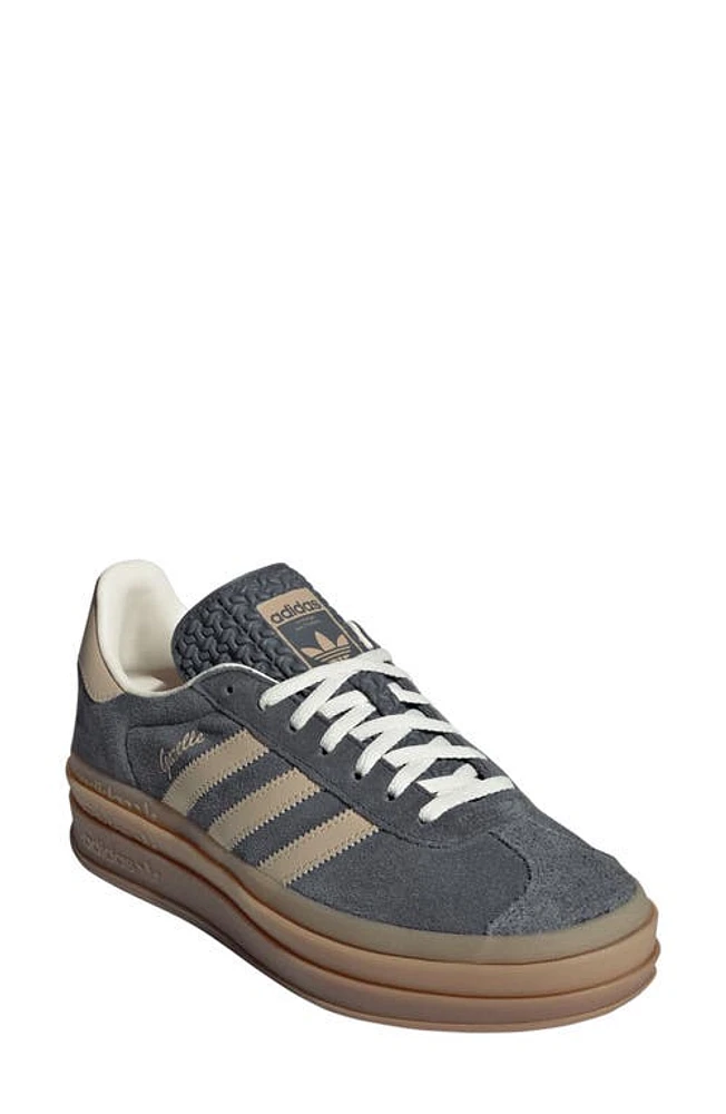 adidas Gazelle Bold Platform Sneaker in Grey 6/Beige/Cream at Nordstrom, Size 11