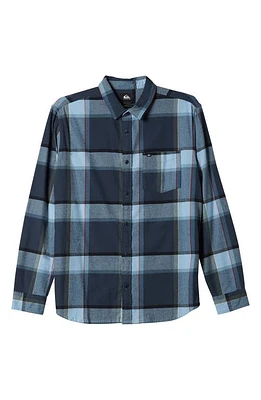 Quiksilver Brooks Plaid Flannel Button-Up Shirt in Midnight Navy at Nordstrom, Size Xx-Large