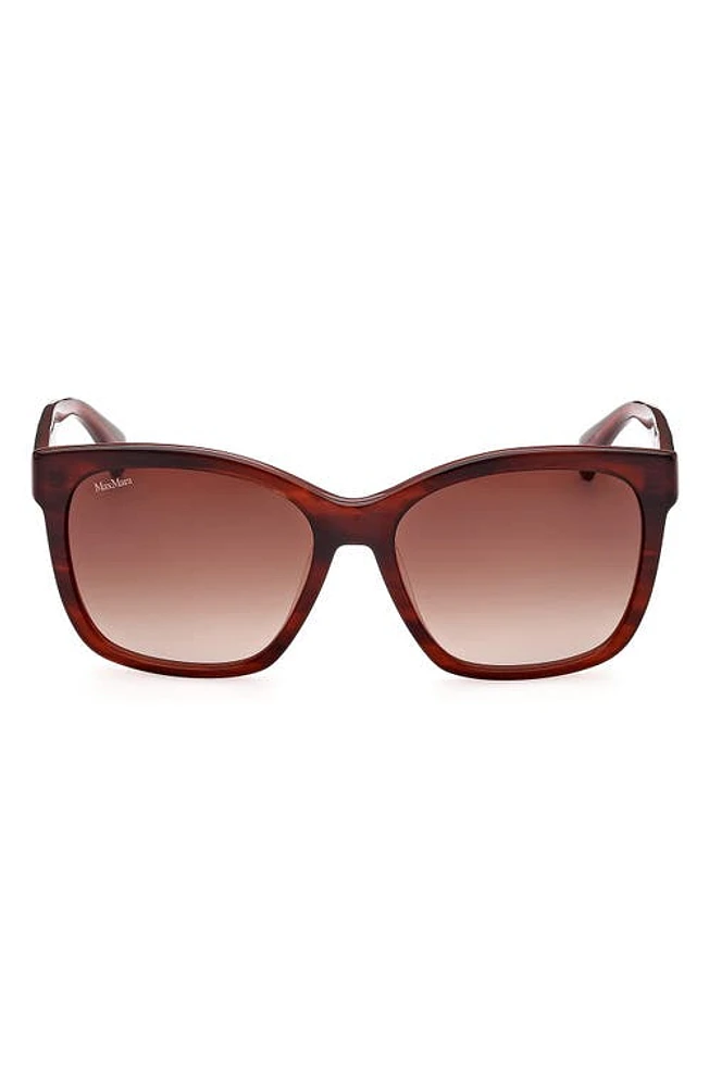 Max Mara 56mm Gradient Square Sunglasses in Shiny Bilayer Red Horn Opal at Nordstrom